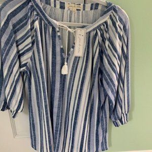 Blue and White Striped Blouse